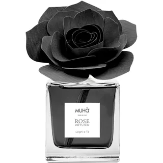 MUHA' | Raumduftdiffusor Rosa Diffuser, Duft Legni e Tè, Raumduftdiffusor mit Rosenholz aus Birke, 100 ml Format