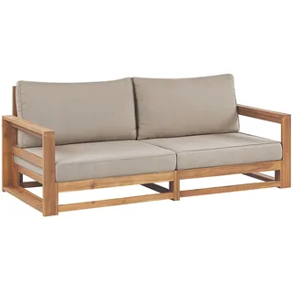 Beliani Timor Gartensofa 2-Sitzer hellbraun taupe