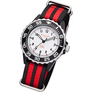 REGENT Kinder Armbanduhr 12400256 Textil schwarz rot