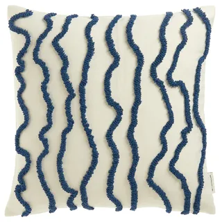TOM TAILOR HOME Dekokissen »Wavy« bestickt, mit hohem Baumwollanteil, blau
