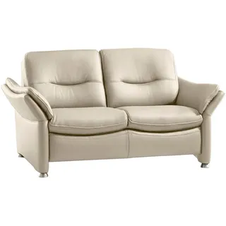 Hukla Couch hochwertiges Glattleder 2-Sitzer Beige