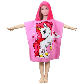 JORAKI Badetücher Kinder mit Kapuze, Mikrofaser Poncho Handtuch Kinder Strandtücher Schwimmen Pool Handtuch Badetuch Duschtücher Bademantel für Mädchen, Jungen Kleinkind 2-8 Jahre alt