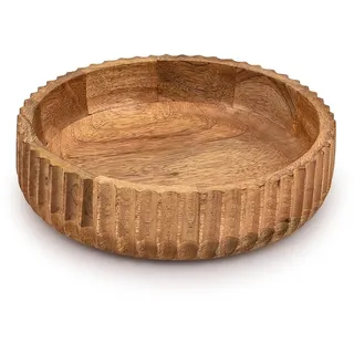 Kimona Klassische Obstschale aus Holz, handgefertigt aus 100% natürlichem Mangoholz, 25,4 x 25,4 x 6,35 cm, hält bis zu 0,23 kg