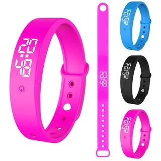 DASIAUTOEM Vibrationswecker Armband, Vibrationsalarm Erinnerung Uhr, Armband Wecker Vibration mit Timer, Trinkerinnerung Alarm Medikamenten Wecker für Kinder, Erwachsene, 6 Täglichen Alarmen (Rosa)