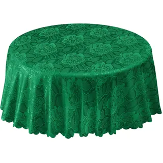 Emma Barclay Damast Rose Jacquard Tischdecke in Waldgrün 178 cm rund