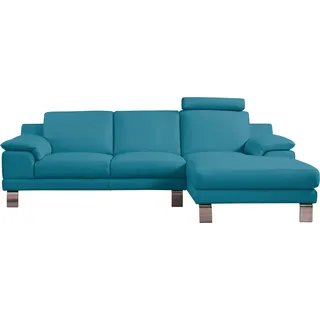 Egoitaliano Ecksofa »Shakira, Design und super Sitzkomfort auf hohem Niveau, tolle Details« mit Recamiere, L-Form, edle Füße, blau