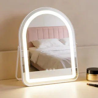 ZMH LED Schminkspiegel Spiegel mit Beleuchtung 35×45CM Vanity Mirror Klein Kosmetikspiegel Licht Tischspiegel 3 Modi Schminktischspiegel Touch Dimmbar