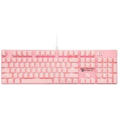 Qisan Mechanische Gaming-Tastatur, kabelgebundene Tastatur Led Hintergrundbeleuchtung Rosa 104Tasten Amerikanisches Layout Gaming-Tastatur mit Abnehmbarer,Rot Schalter