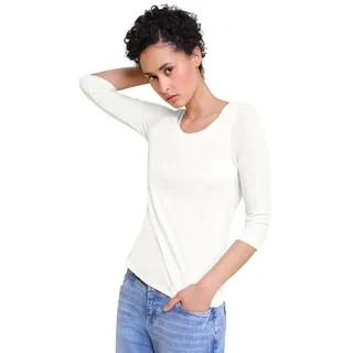 STREET ONE Damen A317588 Basic T-Shirt mit 3/4 Arm, Off White, 42
