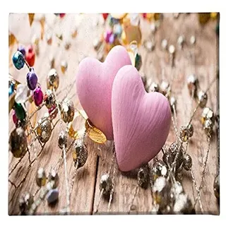 Homemania HM20KNV60x60-48 Bild Herz – Liebe – für Wohnzimmer und Schlafzimmer – Mehrfarbig aus Polyester, Holz, 60 x 3 x 60 cm – HM20KNV60 x 60 – 48