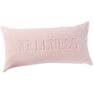 PANA® Badewannenkissen (20x40 cm) • Bequemes Kissen für Badewanne • Nackenkissen Badewanne • Kopfstütze Wanne • Polster Badewanne • Schnell trocknend • Rosé mit Wellness Schriftzug