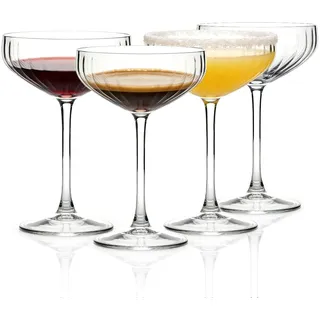 Vessyn Martinigläser,Hoher Stiel Gestreiftes Tassenset 4er-Set,Martiniglas 310ml, Retro-Tassen,Einzigartiges Martini, langer Stiel, klassisches Trinkgläser Perfekt für Cocktails,Wein