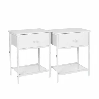 Relaxdays Nachtschrank 2er Set 40 x 30 x 55 cm Weiß