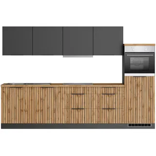 KOCHSTATION Küchenzeile »KS-Lagos2, Küche Komplettset, Breite 300cm« wahlweise mit E-Geräten, mit 38mm starker Arbeitsplatte, grau