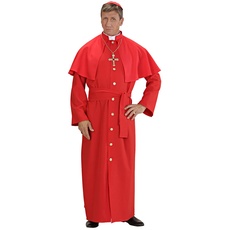 Widmann - Kostüm Roter Kardinal, Tunika, Pelerine, Gürtel, Kalotte, Geistlicher, Mottoparty, Karneval
