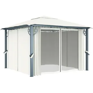 vidaXL Pavillon mit Vorhängen 300 x 300 cm Creme Aluminium - Creme