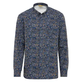 camel active Herren Langarm Hemd mit Allover-Print Blau menswear-4XL