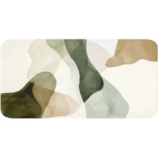 OnlyWow Badematte Japandi - Abstrakt - Grün Badezimmerteppich 120x60 cm , Textil , Füllung: Polyurethan (Pur) , Rechteckig , 120x60 cm , Heimtextilien, Badtextilien, Badematten