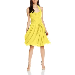 Astrapahl Damen Cocktail Kleid Neckholder, Knielang, Einfarbig, Gr. 38, Gelb