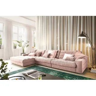 KAWOLA Sofa LANA XL Ecksofa Cord rosa Recamiere links