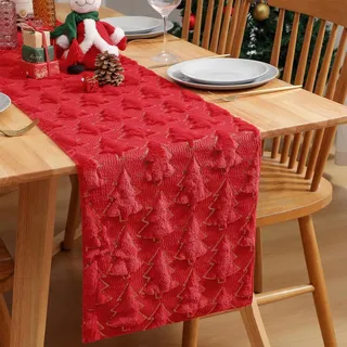 Weihnachtstischläufer Modern, Tischläufer Weihnachten Rot, Weihnachtsdeko, Elegante Weihnachtsdeko Für Esstisch, Küche Und Outdoor, 183x33 cm