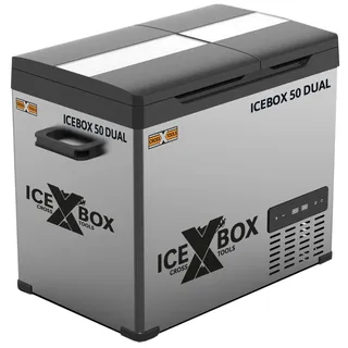 CROSS TOOLS elektrische Dualzone Kühlbox - Kompressor Gefrierbox 39 Liter (Kühlleistung bis -20° C, Für Camping, Auto, tragbarer Kühlschrank, App, 230V/12V/24V, 65x37,5x42,7cm) ICEBOX 50 DUAL, 68064