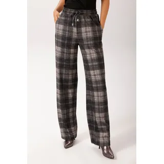 Schlupfhose ANISTON CASUAL, Damen, Gr. 42, N-Gr, grau (anthrazit, beige, grau, rot), Jersey, Obermaterial: 88% Polyester, 9% Viskose, 3% Elasthan, gemustert, kariert, figurumspielend lang, Hosen Schlupfhose, im trendfarbenen Karo-Dessin - NEUE KOLLEKTION