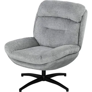Sessel Drehbar, Loungesessel mit wasserabweisend Chenille-Optik, Gepolstert Relaxsessel mit Integrierter Armlehne, für Wohnzimmer - Grau