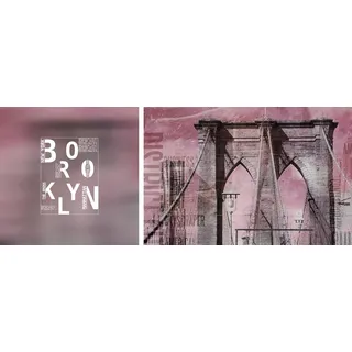 Queence Leinwandbild »Brooklyn« Abstrakte Kunst Modern New York Schriftzug Schriftzüge Spa Spa Bilder Sprüche Sprüche & Texte Set, Premium-Leinwandstoff, Handarbeit aus Deutschland, Spruch, 2er Set, rot