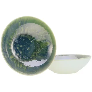 Creatable Salatschüssel , Blau, Grün , Keramik , 2-teilig , rund , lebensmittelecht , Geschirr, Schalen & Schüsseln, Salatschüsseln