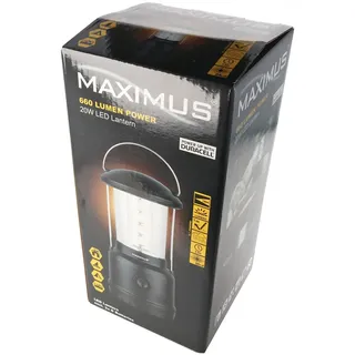 Maximus 20W LED Camping Leuchte max. 680 Lumen mit Dimmschalter, für 3x Mono D LR20 Batterien M-LNT-200