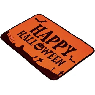 FIESTAS GUIRCA |Orange Halloween Fußmatte 60x40 cm - Happy Halloween Fußabtreter Gruselige Dekoration für Halloween und Horrorpartys - Ideal als Deko im Geisterhaus, Spukhaus, Halloween Party