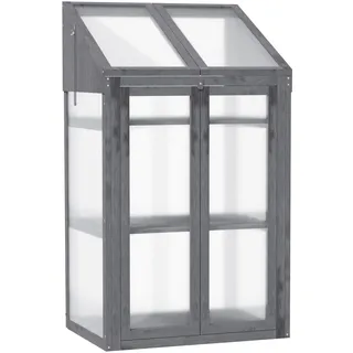 Outsunny Frühbeet aus Holz 70 x 50 x 120 cm | Grau , 50x120x70 cm , Gartenzubehör, Gartenpflege