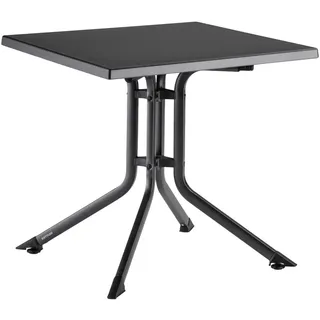 Kettler Gartenklapptisch , Anthrazit , Metall, Kunststoff , quadratisch , Rundrohr , 80x74x80 cm , klappbar, UV-beständig, wetterbeständig , Gartenmöbel, Gartentische, Klapptische