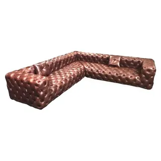Ecksofa Sofa Couch Wohnlandschaft Eckgarnitur Sofas Couchen Chesterfield Möbel - Braun