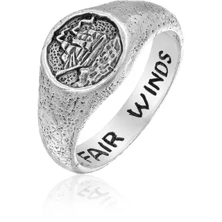 Siegelring HAZE & GLORY "Ring Siegelring Fair Winds 925 Silber" Gr. 60, schwarz, Fingerringe, Herren, 60, Silber 925 (Sterlingsilber), Siegelring