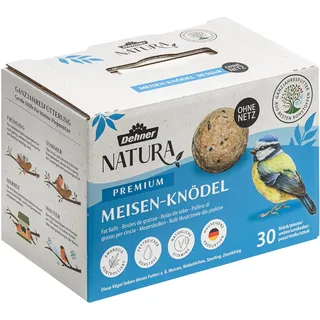 Dehner Natura Premium Meisenknödel ohne Netz, ganzjähriges Wildvogelfutter proteinreich / energiereich, Vogelfutter für Wildvögel, 30 Stück je 90 g (2.7 kg), Karton aus FSC-zertifizierter Produktion