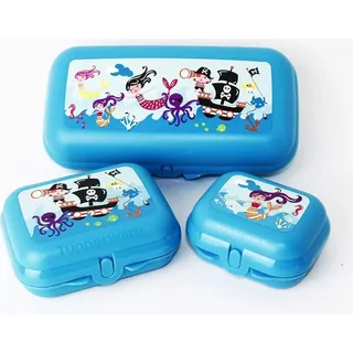 Tupperware Twin Set Maxi Pirate + Size 2 Pirate + Size 1 Pirate Blue