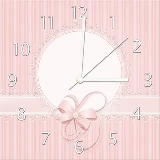 Wallario Design Wanduhr Geschenkkarte, Bänder, Spitzen und Schleifen in rosa aus Echtglas, Größe 30 x 30 cm - Weiß