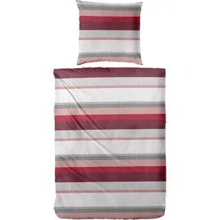 Bettwäsche PRIMERA "Biber-Bettwäsche Roommate", rot, B/L: 135cm x 200cm, 1 Stk., 1 Stk., Biber, B/L: 80cm x 80cm, 2 Stk., Biber, Obermaterial: 100% Baumwolle, Bettwäsche, Bettwäsche, mit dezenten Mustertexturen