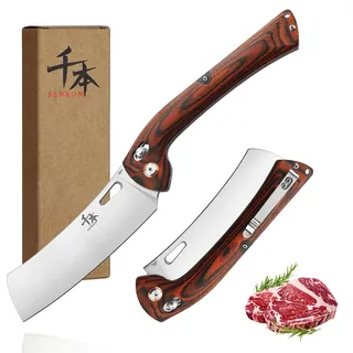 SENBON 440 Edelstahl Super Sharp Falten Chef Messer Schälen Utility Messer Obst Messer Bunter Holzgriff Camping Grill Outdoor Back Clip Tragbares Küchenmesser