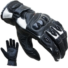 PROANTI Motorradhandschuhe Leder kurz Motorrad Handschuhe weiß - Größe XXL