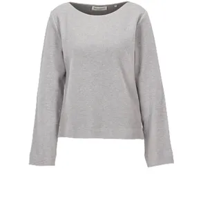 Marc O'Polo Damen Sweatshirt mit U-Boot-Ausschnitt Regular Fit, Grau (Mid Stone Melange), S