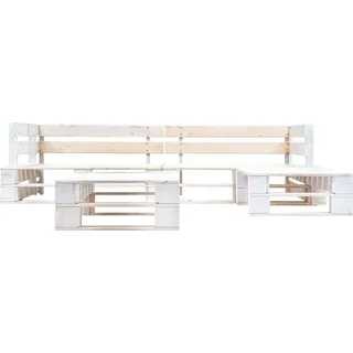 vidaXL 4-tlg. Garten-Paletten-Sofagarnitur Holz Weiß - Weiß