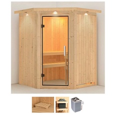 Bild von Sauna »Liva«, (Set), 9 KW-Ofen mit integrierter Steuerung beige