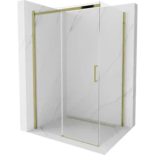 Mexen Omega ausziehbare Duschabtrennung 120 x 80 cm, Transparent, Gold - 825-120-080-50-00 - Transparent, Gold