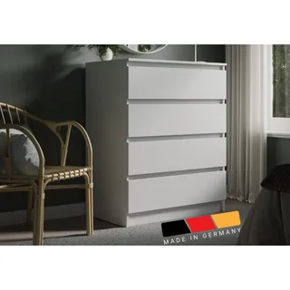 home collective Kommode mit 4 Schubladen Kommode weiß schmal Holz Schrank mit Schubladen Sideboard Highboard Anrichte Organizer Breite 80 cm Höhe 100 cm - Weiß