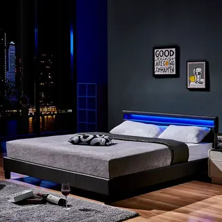 Home Deluxe LED Bett ASTRO - 180 x 200 cm Dunkelgrau