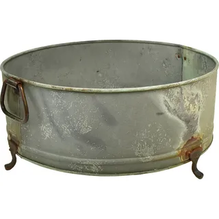 Vintage Metallschale mit Füßen und Rost-Detail, Pflanzschale Retro Design 2er-Set 42/46,5cm - Grau, Grün, Braun