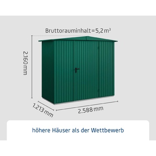 EcoStar Gerätehaus Trend-S Typ 1 258,8 x 121,3 x 216 cm moosgrün